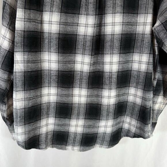 Woolrich Flannel Shirt Men's Large Black White Plaid Long Sleeve Pockets Collar - Picture 13 of 13